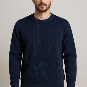 Men's Blue Sweater Alfani Knit Cotton Crewneck Sweater